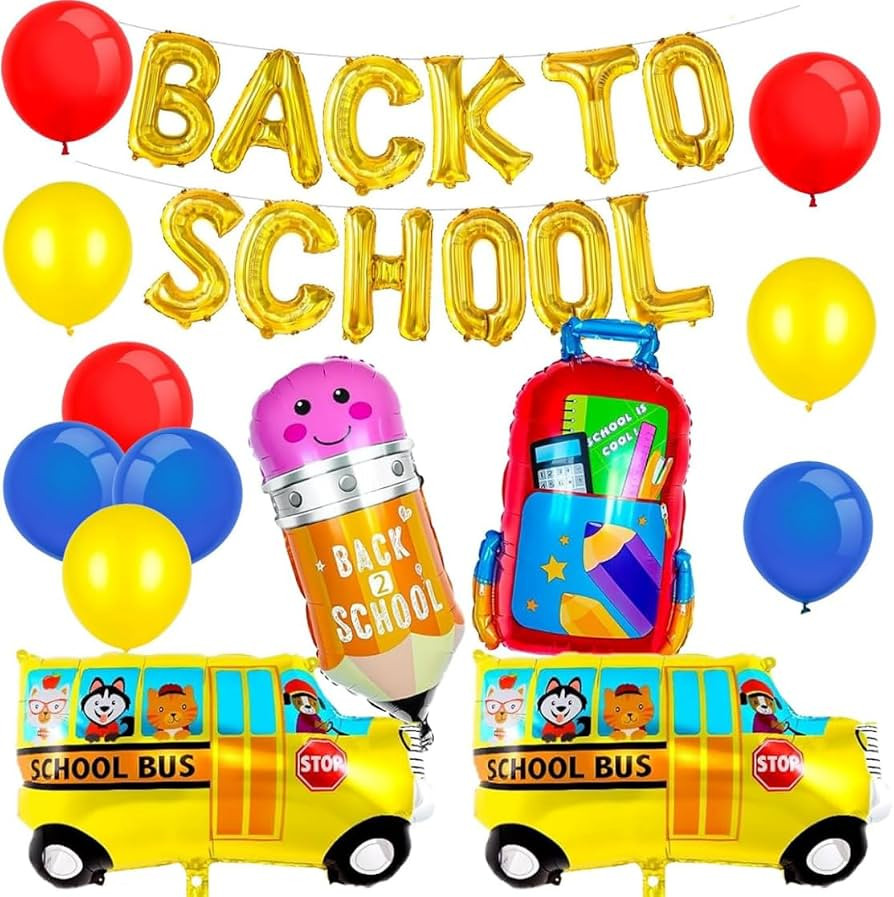 25PCS Back to School Balloons, Colorful Pencil Crayon Schoolbag School Bus Foil Balloons, Welcome... | Amazon (CA)
