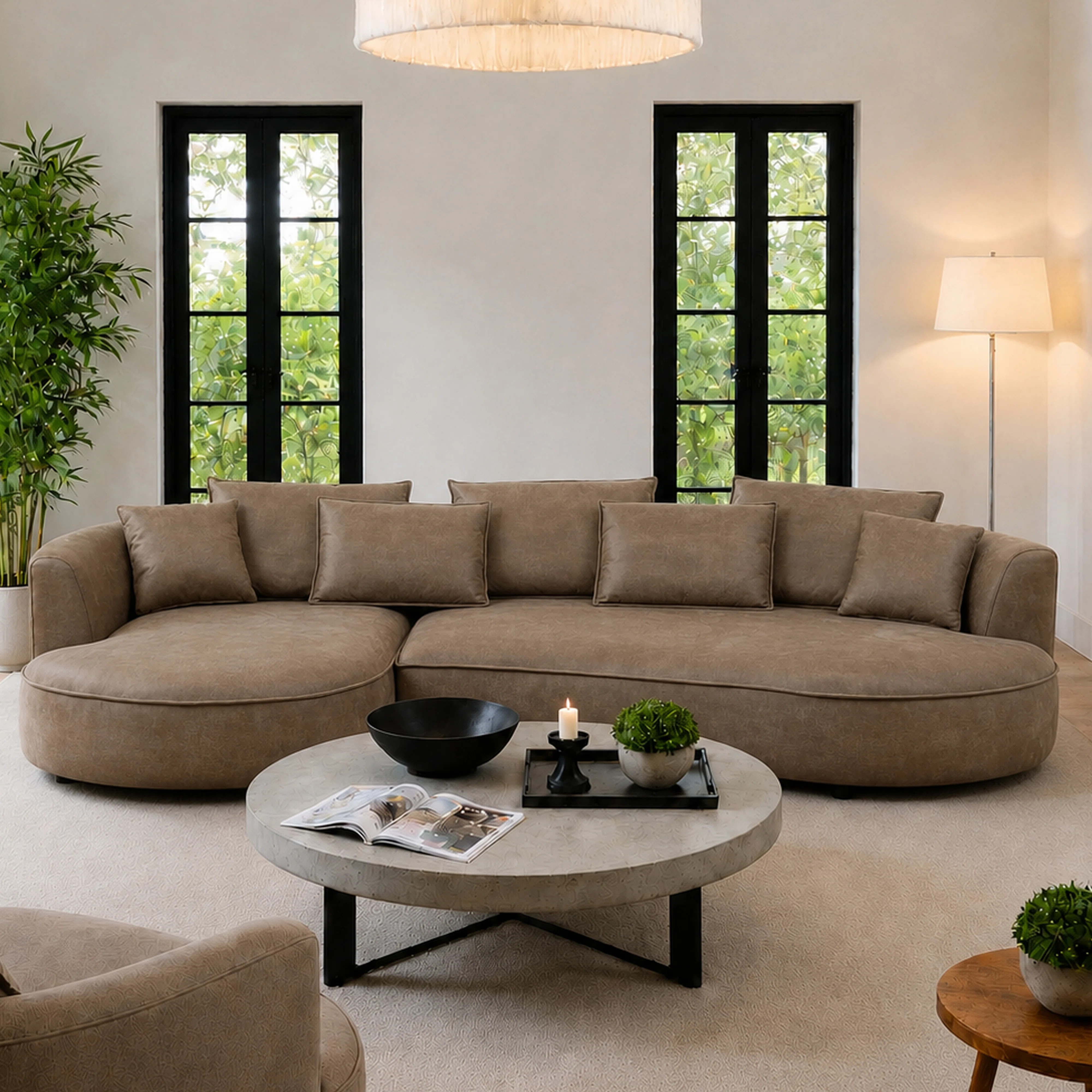 Lakera Modern Faux Leather Sectional Curved Sofa Couch for Living Room,Upholstered Eco-leather Couch,Leather Sectional | Wayfair North America