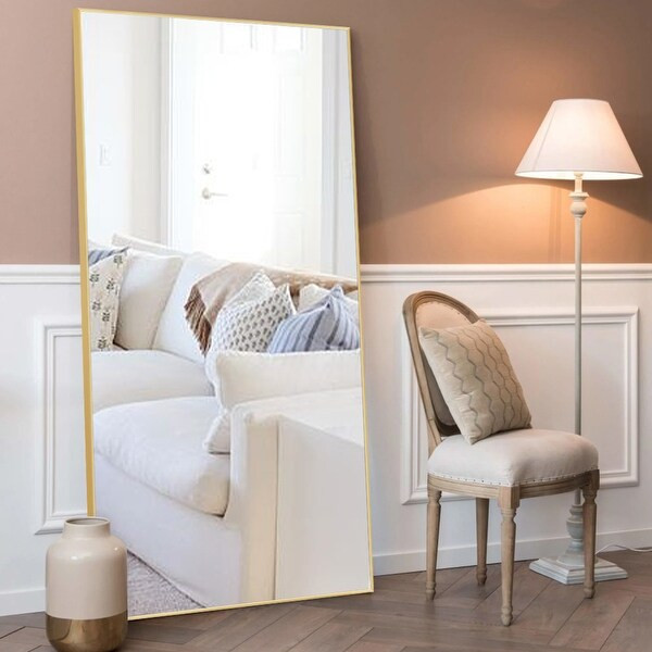 Modern Large Rectangular 71" Full-Length Floor Mirror - 71" x 32" - Gold | Bed Bath & Beyond