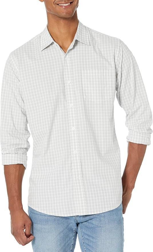 Amazon Essentials Men's Regular-Fit Long-Sleeve Casual Poplin Shirt, Button Front, Business Casua... | Amazon (US)