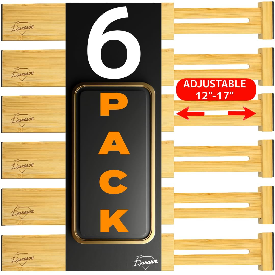 Adjustable Bamboo Drawer Dividers Organizers Expandable (12-17") Kitchen Drawer Organizer Spring ... | Amazon (US)