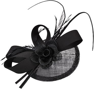 Fascinators Hat, Fascigirl Sinamay Feather Veil Flower Pillbox Hat Hair Clip Kentucky Derby Hat f... | Amazon (US)