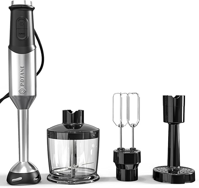 Immersion Blender, Heavy Duty Copper Motor, Stainless Steel Smart Stick with Egg Beaters, Potato ... | Amazon (US)