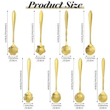 8 Pcs Gold Tea Spoons, Gold Coffee Teaspoon, Cute Gold Flower Spoons, Stainless Steel Small Desse... | Amazon (US)