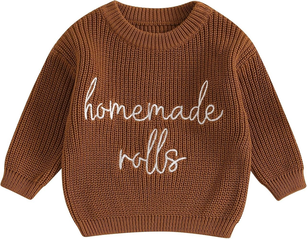 Toddler Infant Newborn Baby Boy Girl Sweater Homemade Rolls Knit Crewneck Pullover Sweatshirt Tha... | Amazon (US)