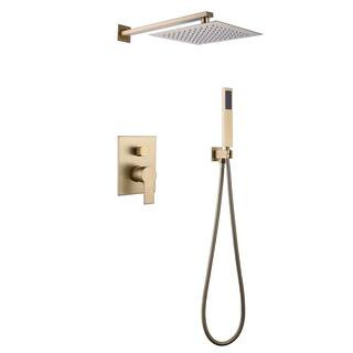 matrix decor 1-Spray Square Wall Bar Shower Kit with Hand Shower in Brushed Gold-MD-RCS85018BG - ... | The Home Depot