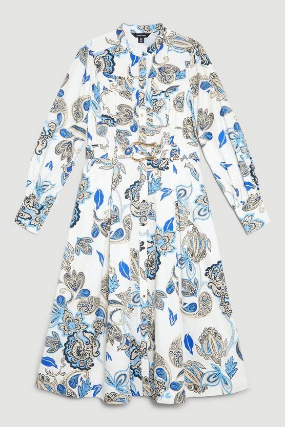 Batik Print Cotton Sateen Midi Shirt Dress | Karen Millen UK + IE + DE + NL