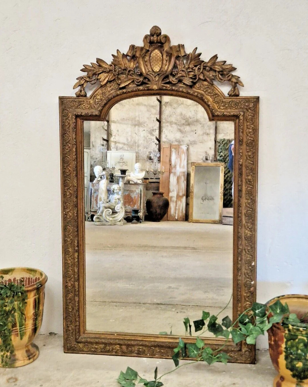 19th Century French Mirror Louis XVI Style Gilded Wood - Etsy UK | Etsy (UK)