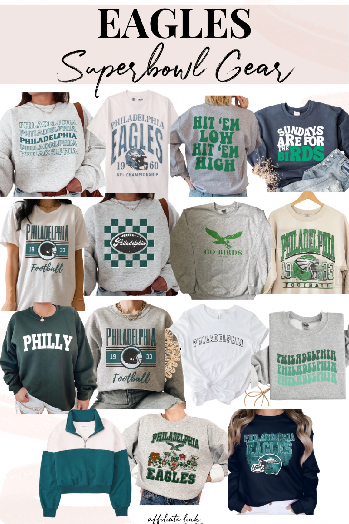 Eagles 🦅 sweatshirts and tshirts for the BIG GAME!

Super Bowl gear // Philadelphia eagles football team // Super Bowl outfits // graphic football sweatshirts

#LTKfamily #LTKstyletip #LTKSeasonal