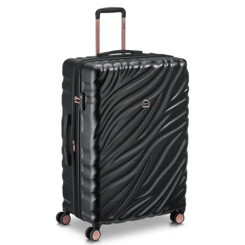Delsey Paris Alexis Hardside 29-Inch Large Checked Expandable Spinner Luggage in Black/rose Gold at Nordstrom | Nordstrom