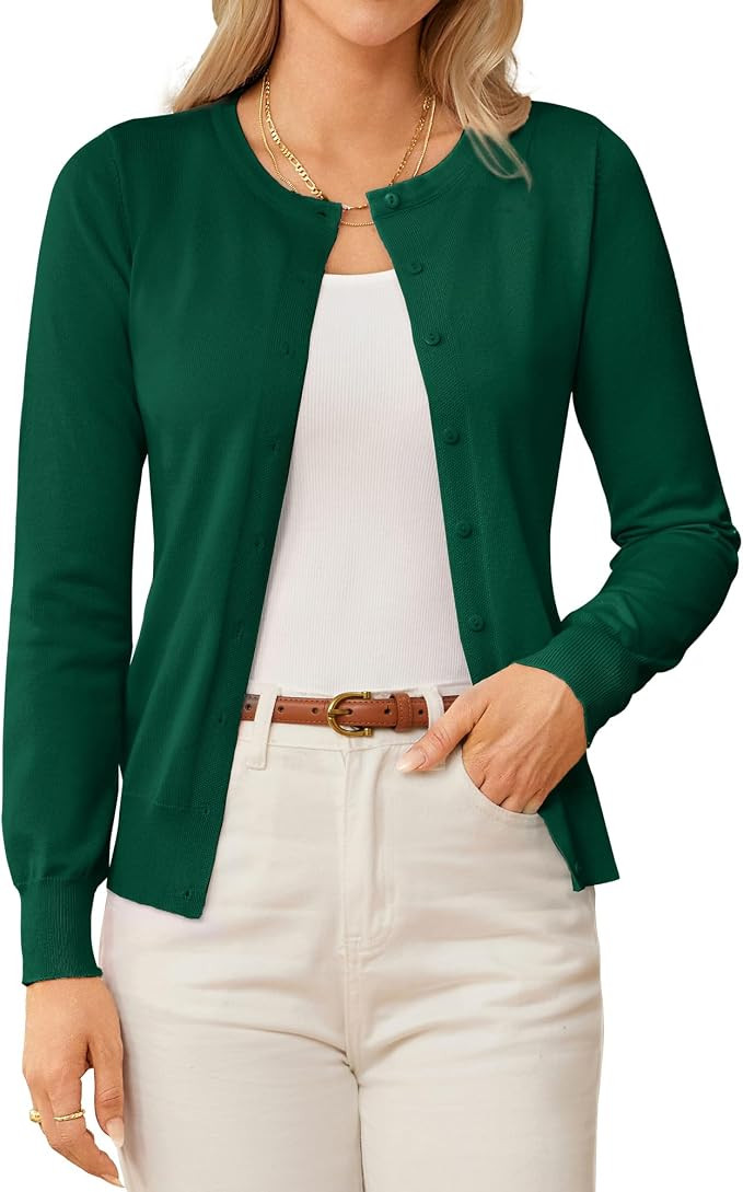 GRACE KARIN Womens Long Sleeve Knit Cardigan Sweaters Casual Dressy Open Front Button Down Cardig... | Amazon (US)