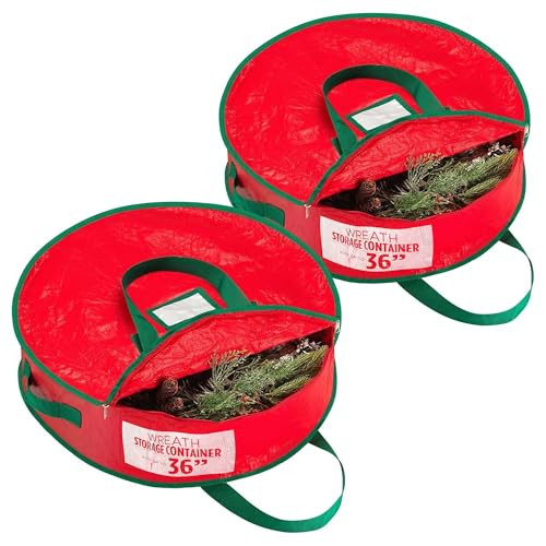 Handy Laundry Christmas Wreath Storage Bag - 2-PACK Durable, Tarp Material, Zipper, Sturdy Carry Handle, Dust, Pest Protection - Ideal Home, Garage Organization for Holiday Wreath Decorations (36") | Amazon (US)