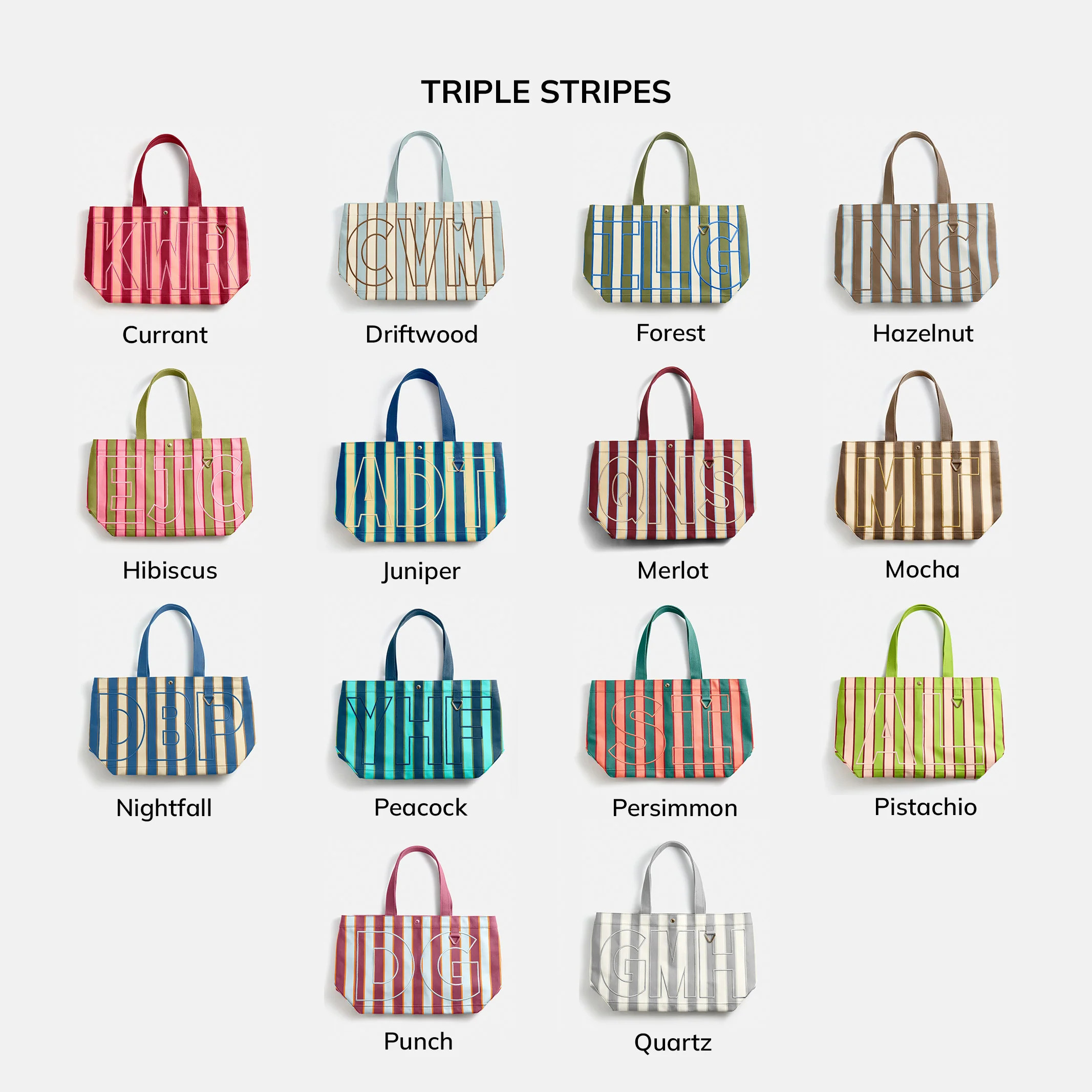 Striped Custom Alpha Tote - Merlot | BaubleBar