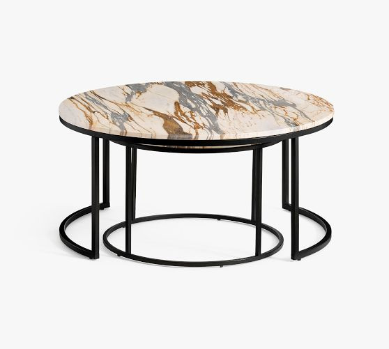 Delaney Round Calacatta Marble Nesting Coffee Tables | Pottery Barn (US)