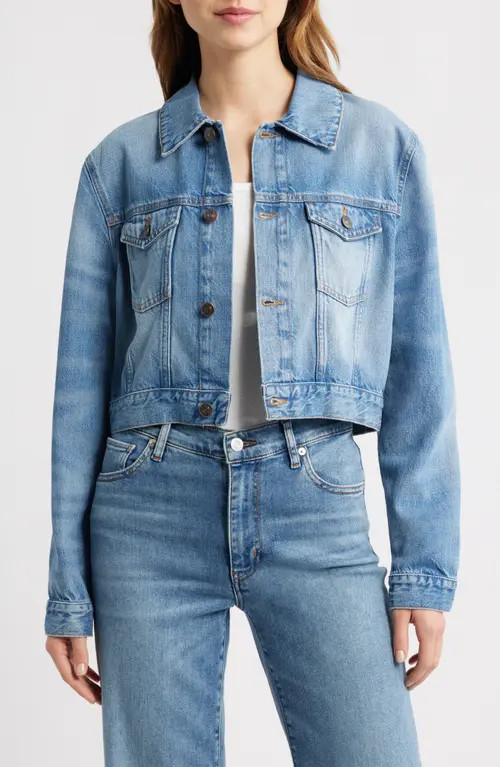 FRAME The Off Duty Denim Trucker Jacket in Essence at Nordstrom, Size Medium | Nordstrom