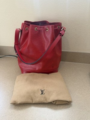 Vintage Louis Vuitton Red Epi Leather Large Noe Drawstring Shoulder Bucket Bag | eBay US