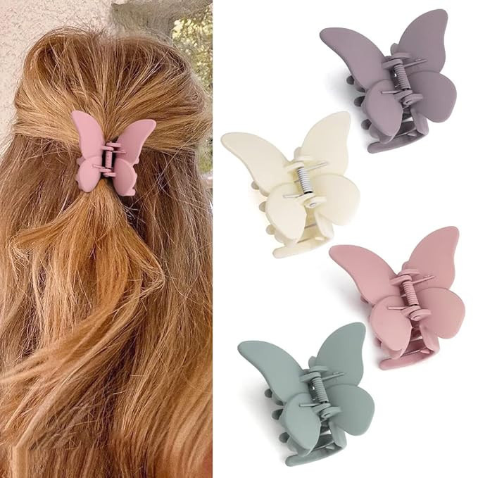 Canitor Butterfly Hair Accessories - 2.7" Claw Clips for Women, Matte Medium Hair Clips for Thick... | Amazon (US)