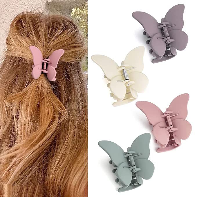 Canitor Butterfly Hair Clips Butterfly Claw Clips 2.7" Hair Clips for Women Hair Clips for Thick ... | Amazon (US)