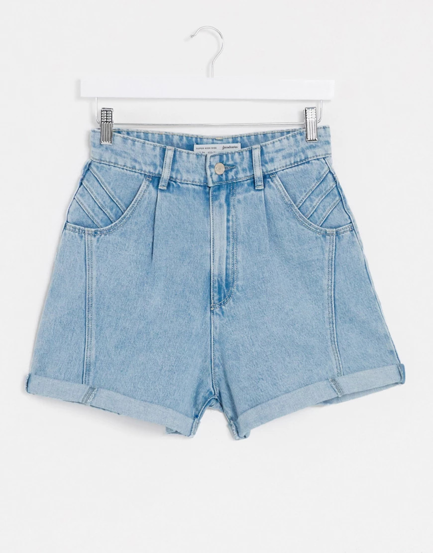 Stradivarius seams detail shorts in blue wash | ASOS (Global)