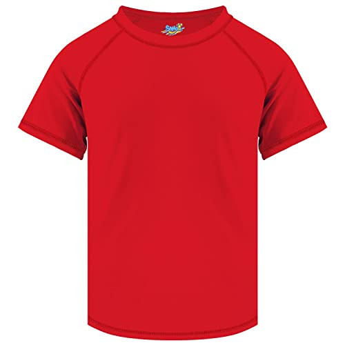 Boys Rash Guard Short Sleeve, Red UPF 50+ Sun Protection Rashguard Slim Fit Swim Shirt Fishing Surf Quick Dry Cool Beach Clothes for Toddler Youth Kids Size 9-10 | Amazon (US)