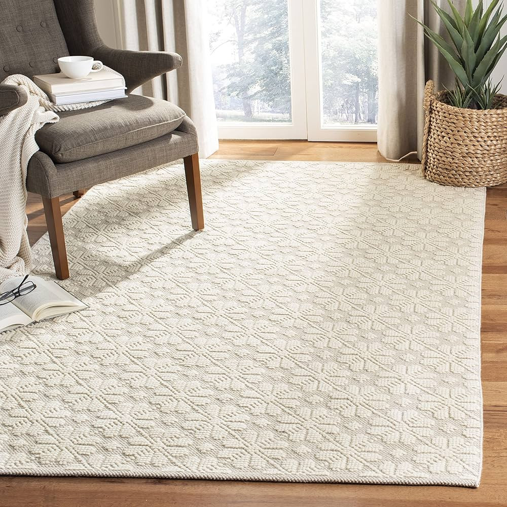 SAFAVIEH Vermont Collection Area Rug - 10' x 14', Ivory, Handmade Wool, Ideal for High Traffic Ar... | Amazon (US)