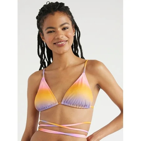 No Boundaries Juniors’ Strappy Wrap Triangle Bikini Swim Top Sizes XS-XL | Walmart (US)