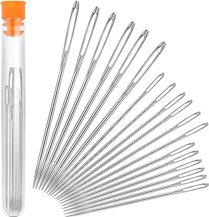 Large-Eye Needles Steel Yarn Knitting Needles Sewing Needles Darning Needle, 9 Pieces (Pointed) | Amazon (US)