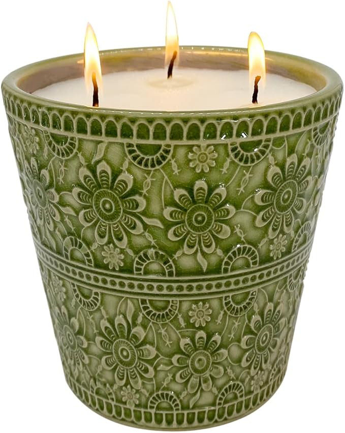 Outdoor Citronella Candle, Decorative Delicate Porcelain Candle Made with Natural Citronella Oil ... | Amazon (US)