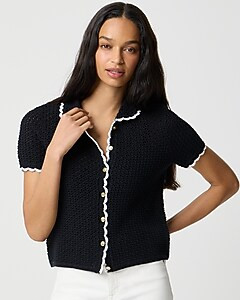 Short-sleeve crochet cardigan sweater | J.Crew Factory