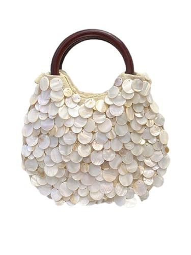 Summer Shell Beaded Purses,Sequin Pearl Bag for Women Luxury grace for Beach Wedding Party Vacation (Beige) | Amazon (US)