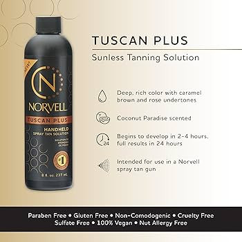 Norvell Tuscan Plus Spray Tan Solution 8 fl oz – Professional Sunless Tanning Formula with Cara... | Amazon (US)