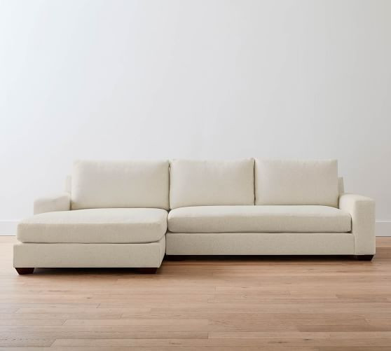 Big Sur Square Arm Upholstered Sofa Double Wide Chaise Sectional | Pottery Barn (US)