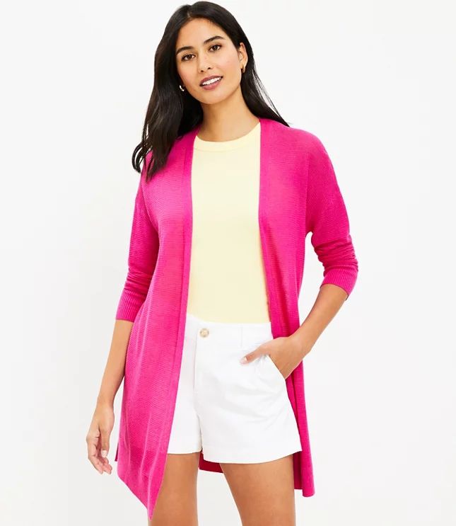 Drop Shoulder Long Open Cardigan | LOFT