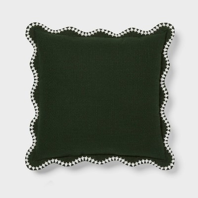 18''x18'' Square Holiday Decorative Pillow Scalloped Tree Green - Threshold™ | Target