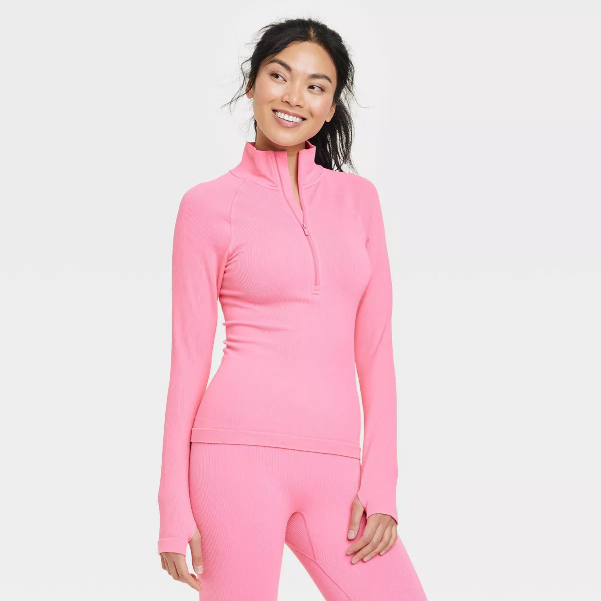 Women's Rib Long Sleeve 1/2 Zip Top - All in Motion™ | Target
