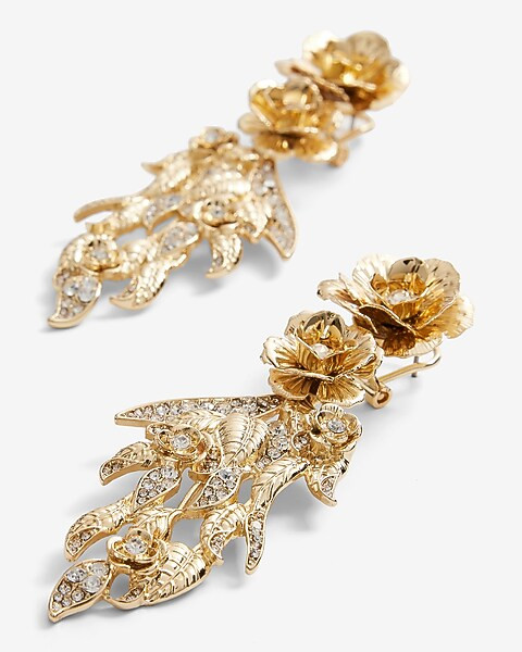 Rhinestone Flower Drop Earrings | Express