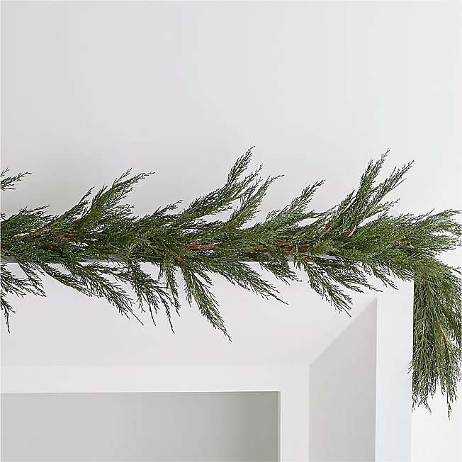 Faux Cypress Christmas Garland 72" + Reviews | Crate & Barrel | Crate & Barrel