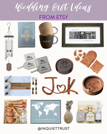 Here are some thoughtful wedding gift ideas from Etsy that would be perfect to give for the bride and groom! 
#homedecor #springrefresh #giftguide #kitchenessentials

#LTKHome #LTKSeasonal #LTKStyleTip