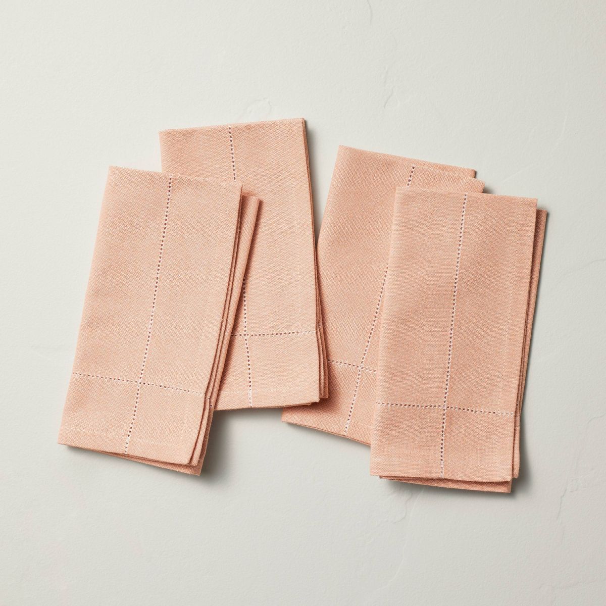 4pk Hem Stitch Chambray Cloth Napkins Blush - Hearth & Hand™ with Magnolia | Target
