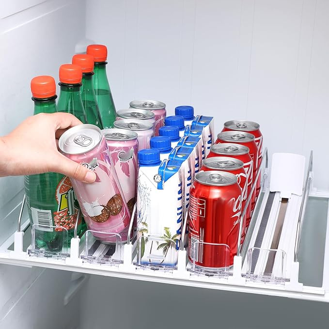 Drink Organizer for Fridge, 5 Row Adjustable Soda Can Dispenser for Refrigerator Automatic Pusher... | Amazon (US)