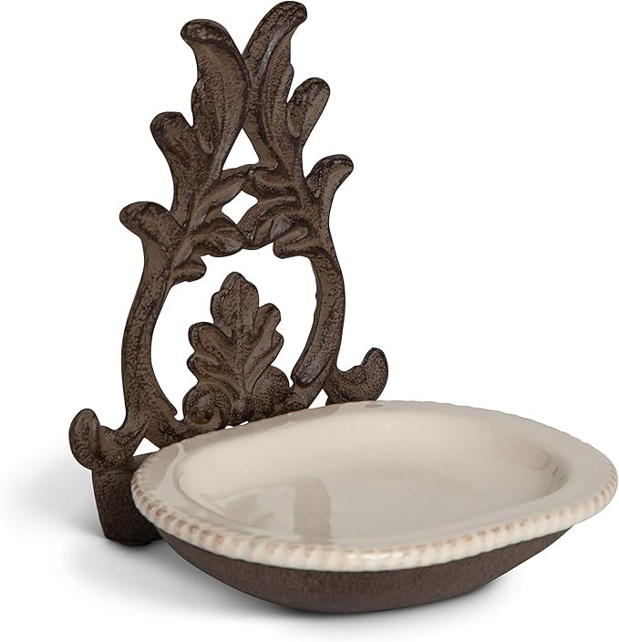 Grazia Cream Ceramic Spoon Rest With Metal Holder | Amazon (US)