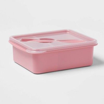 Plastic Bento Box with Utensil Coral Dream - Room Essentials™ | Target