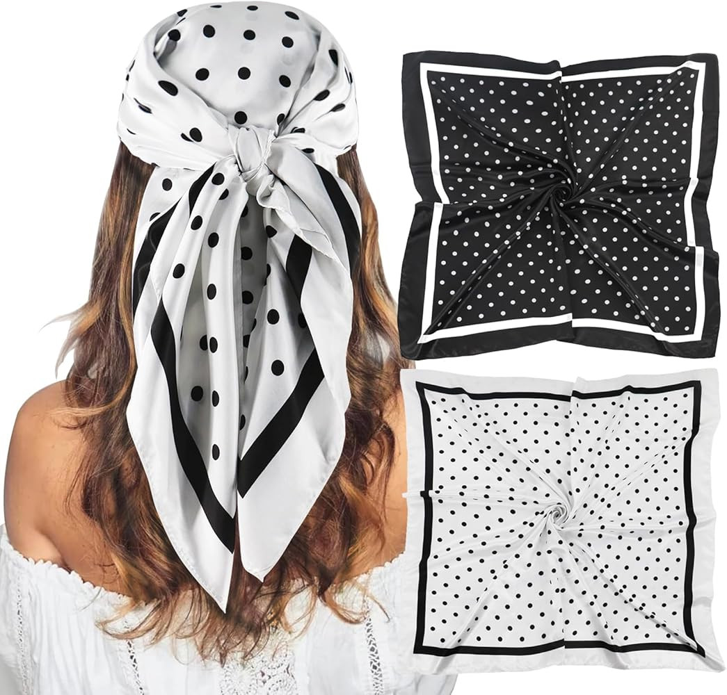 vimate 35" Square Silk Like Head Scarf - Women's Fashion Satin Scarf Bandana for Hair Wrapping at... | Amazon (US)