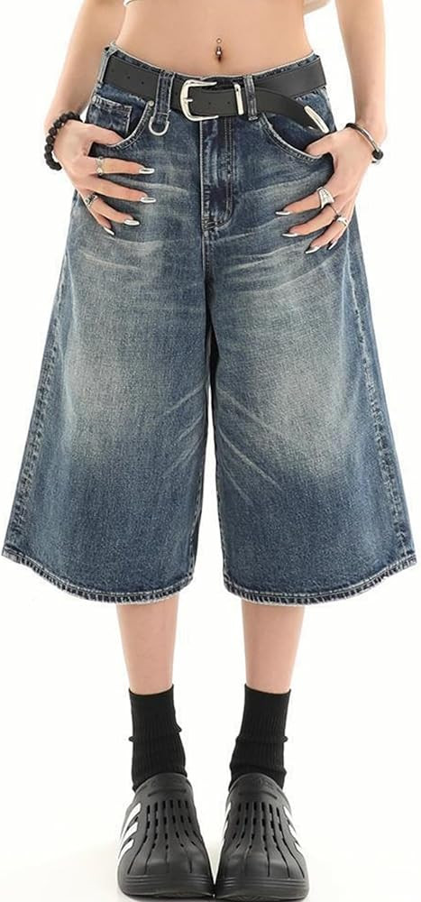 Y2k Baggy Jean Shorts Jorts Y2k Hip Hop Shorts Skater Jeans Grunge Shorts Aesthetic Pants | Amazon (US)