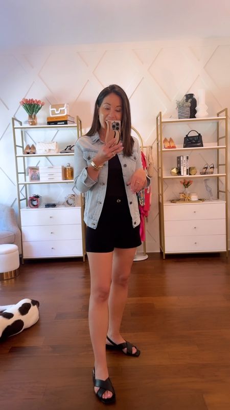Best selling denim jacket on sale now! Casual spring look - summer outfit ideas- obsessed with the Colette shorts from Anthropologie- several
Colors available! 

#LTKOver40 #LTKVideo #LTKSaleAlert