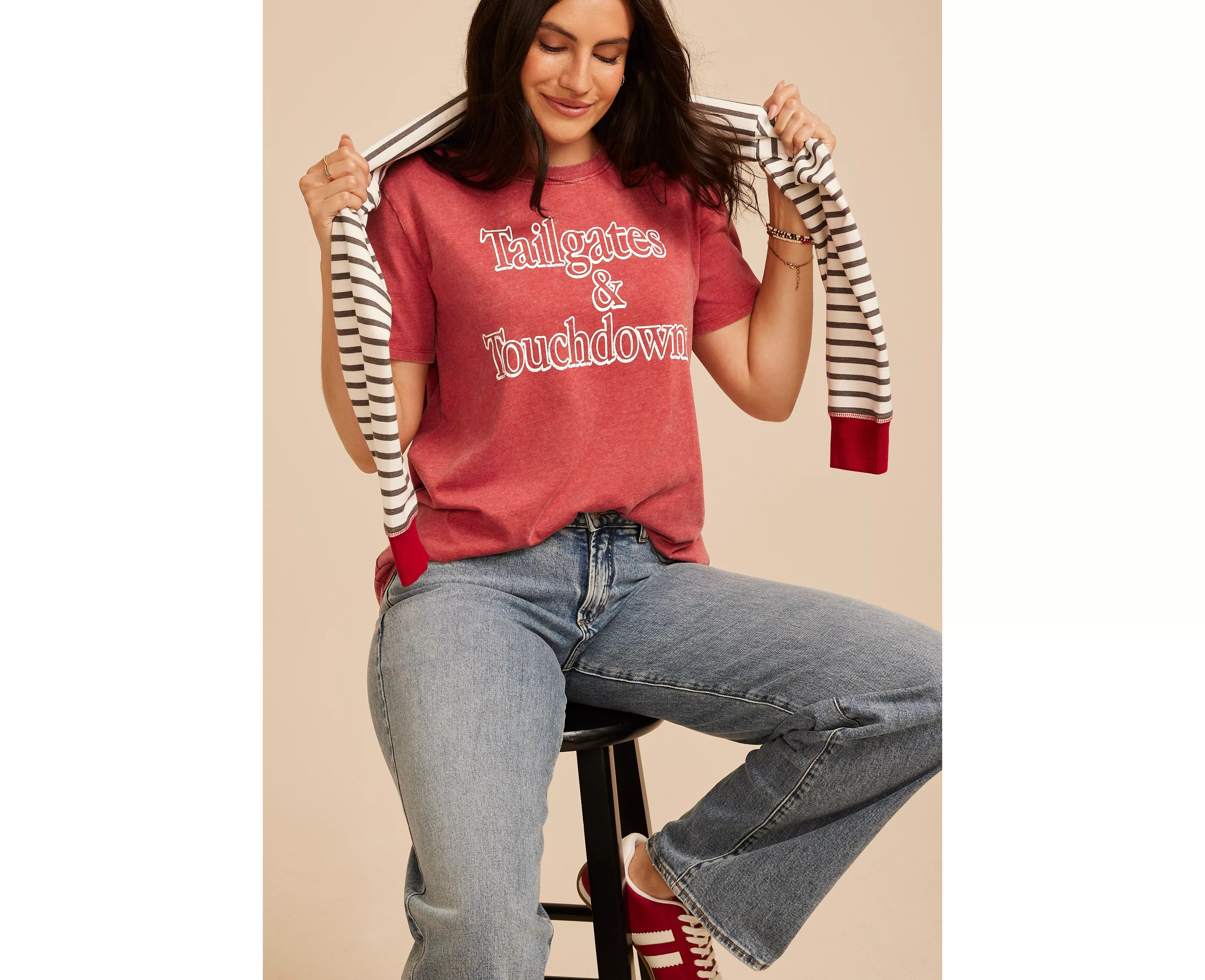 Tailgates And Touchdown Oversized Graphic Tee | maurices | Maurices