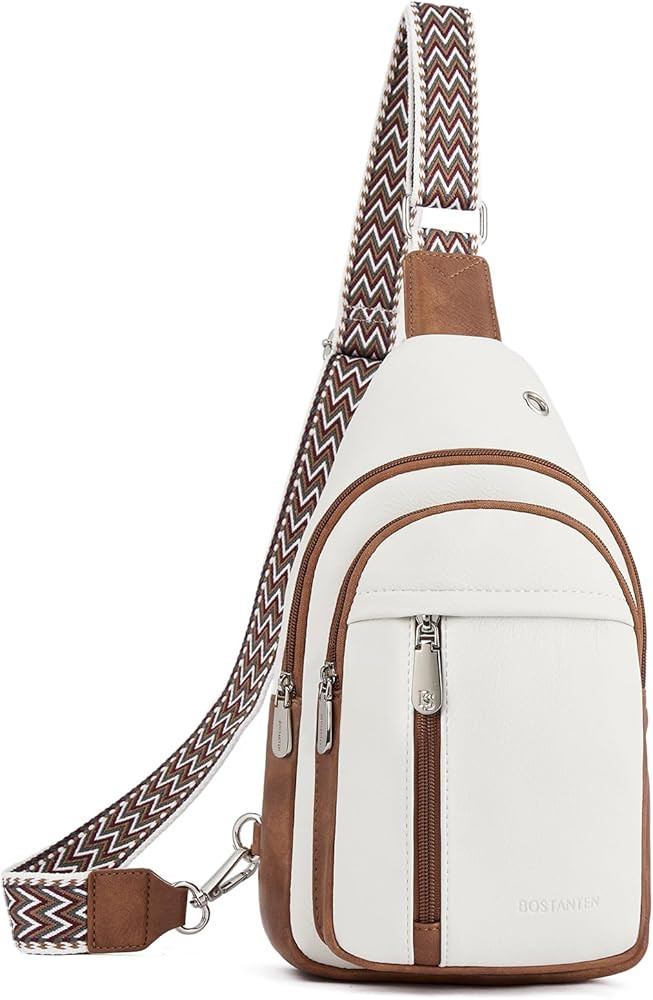 BOSTANTEN Sling Bag Cross Body Bag Trendy Leather Crossbody Purse Chest Bag with Adjustable Guita... | Amazon (US)