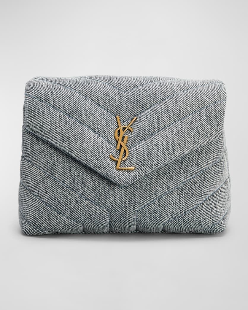 Saint Laurent Loulou Toy YSL Denim Shoulder Bag | Neiman Marcus