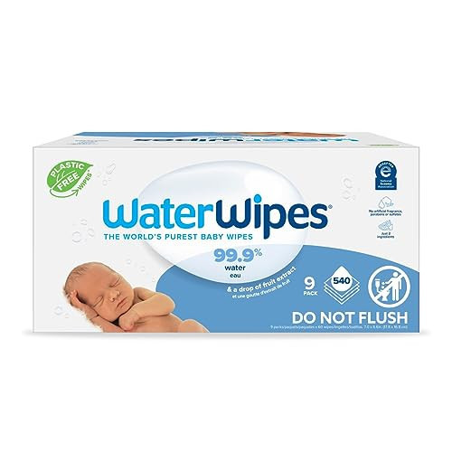 WaterWipes Plastic-Free Original-baby Wipes, 99.9% Water Based Wipes, Unscented & Hypoallergenic for Sensitive Skin, 60 Count (Pack of 9) Total 540 wipes, Packaging May Vary | Amazon (US)
