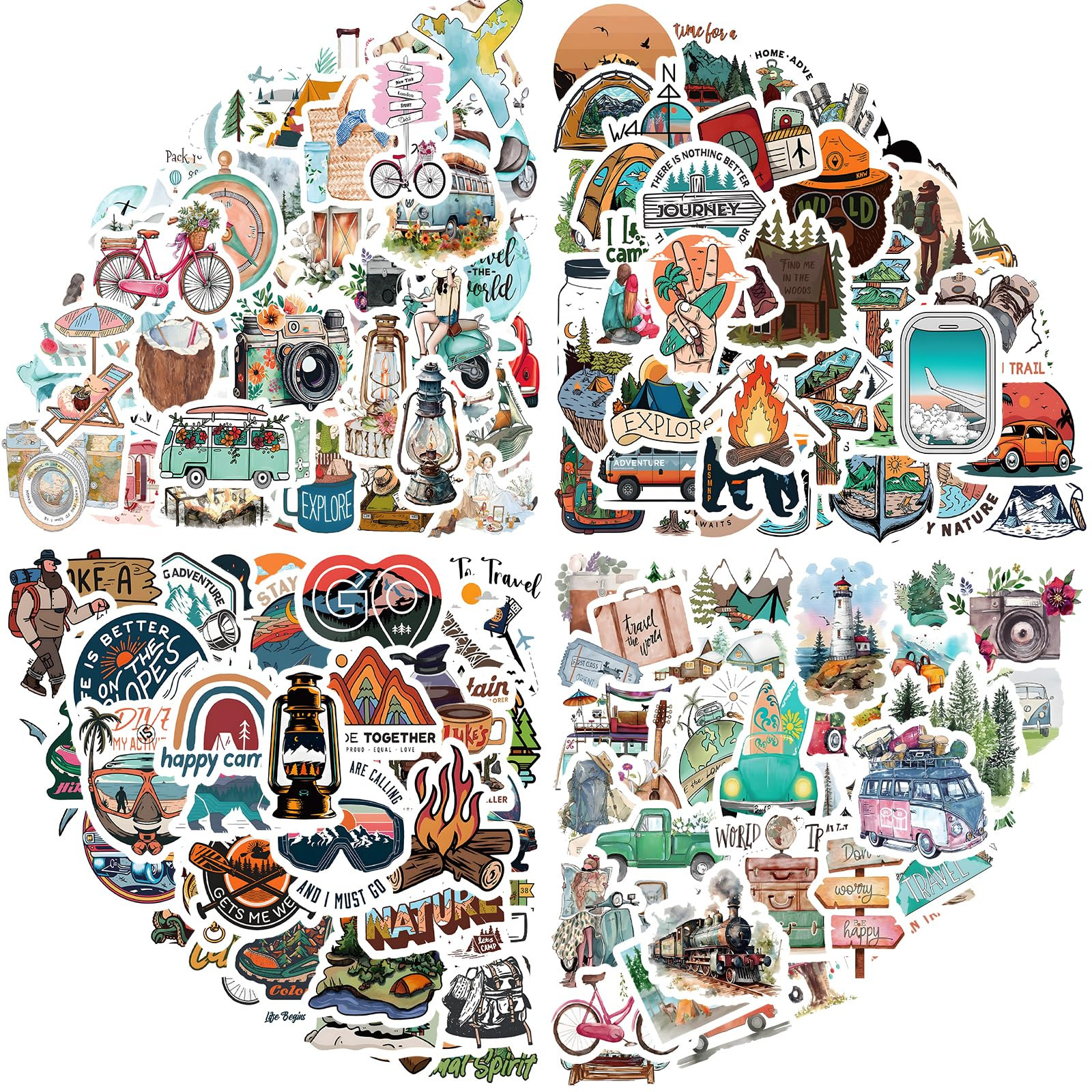 200 Pcs Outdoor Travel Stickers for Kids Teens Adults, Waterproof Hiking Adventure Camping Scrapb... | Amazon (US)